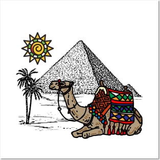 Camel and the pyramids Posters and Art